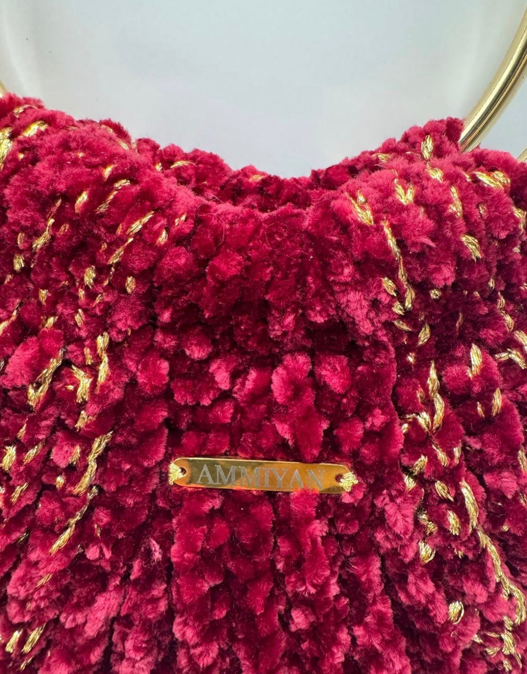 Handmade Red Velvet Crochet Bag | Gold Ring Handle Evening Purse | Wedding Clutch | Bridal Handbag