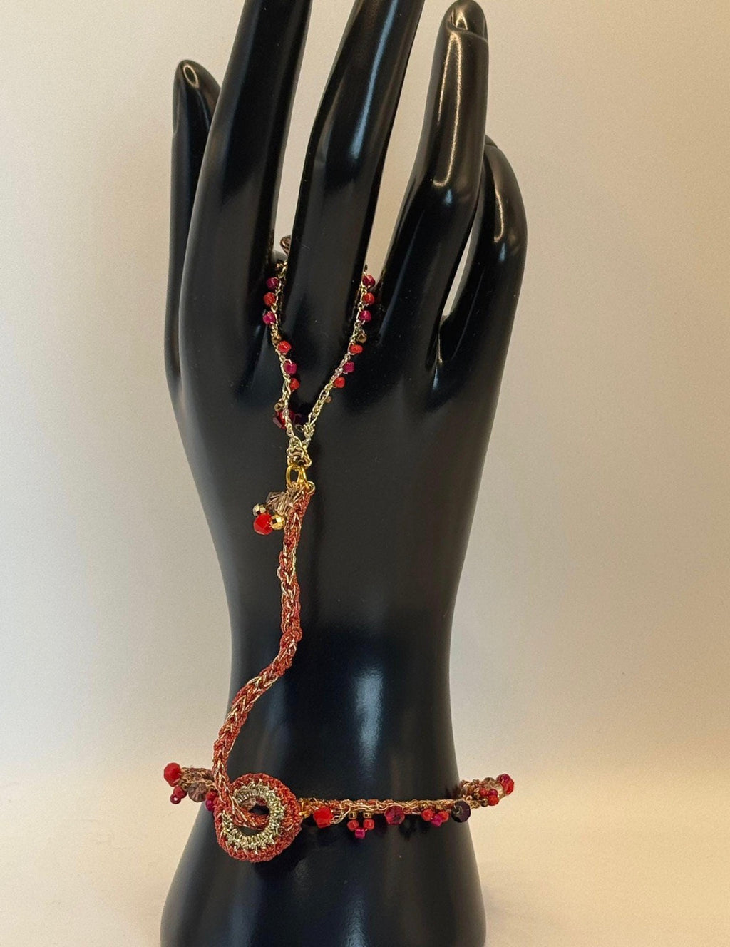 Handmade Crochet Mandala Bracelet | Purple Silk Cord Bangle | Boho Crystal Cuff | Statement Wristlet Gift