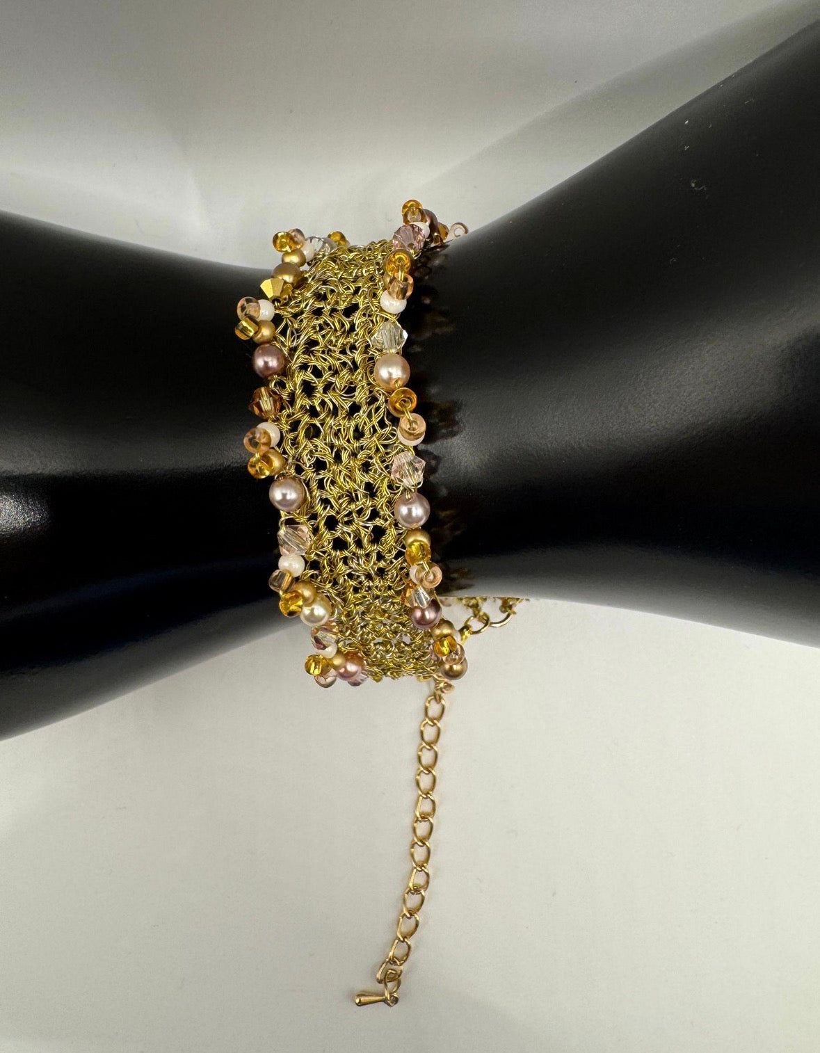 Handmade Wire Crochet Cuff Bracelet | Gold Silver Mesh Bangle | Boho Bridal Statement Cuff | Gift for Her
