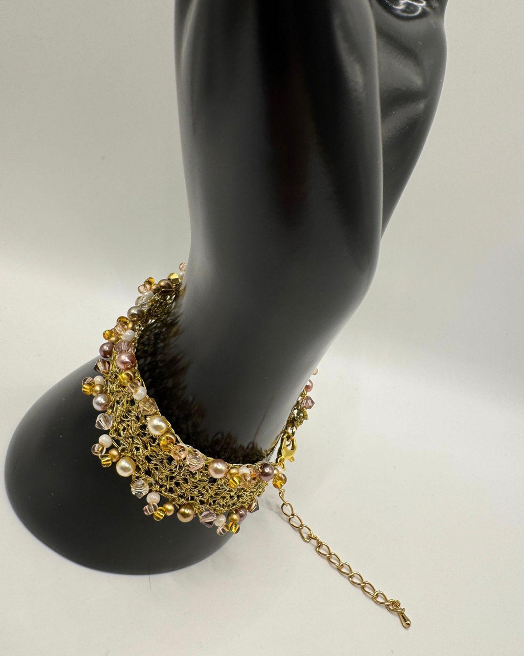 Handmade Wire Crochet Cuff Bracelet | Gold Silver Mesh Bangle | Boho Bridal Statement Cuff | Gift for Her