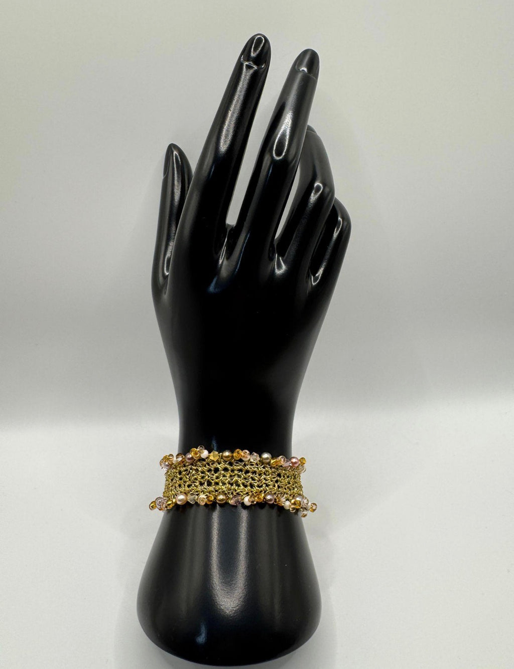 Handmade Wire Crochet Cuff Bracelet | Gold Silver Mesh Bangle | Boho Bridal Statement Cuff | Gift for Her