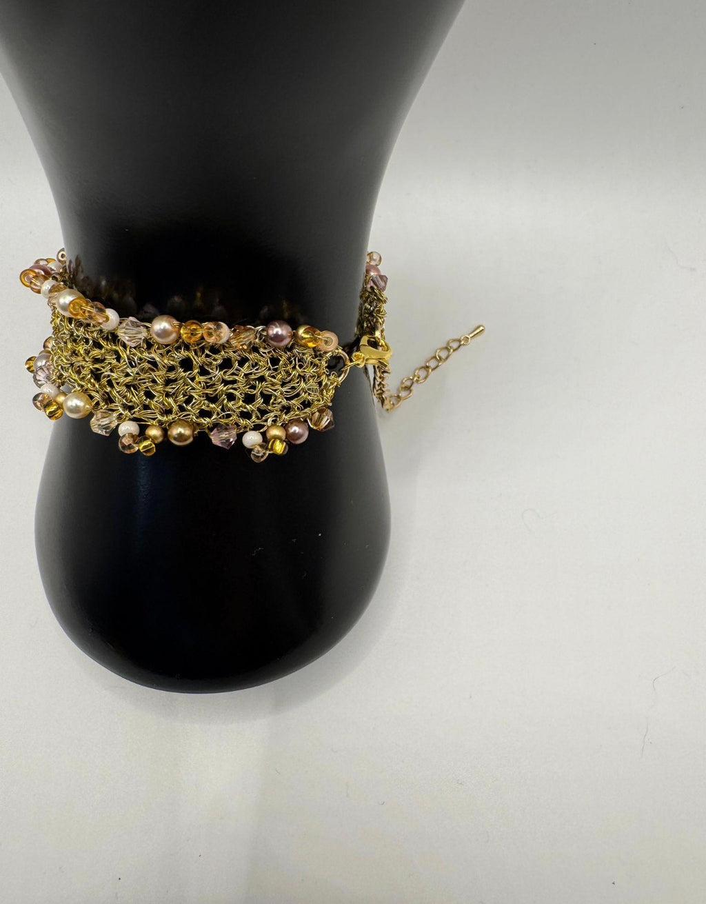 Handmade Wire Crochet Cuff Bracelet | Gold Silver Mesh Bangle | Boho Bridal Statement Cuff | Gift for Her