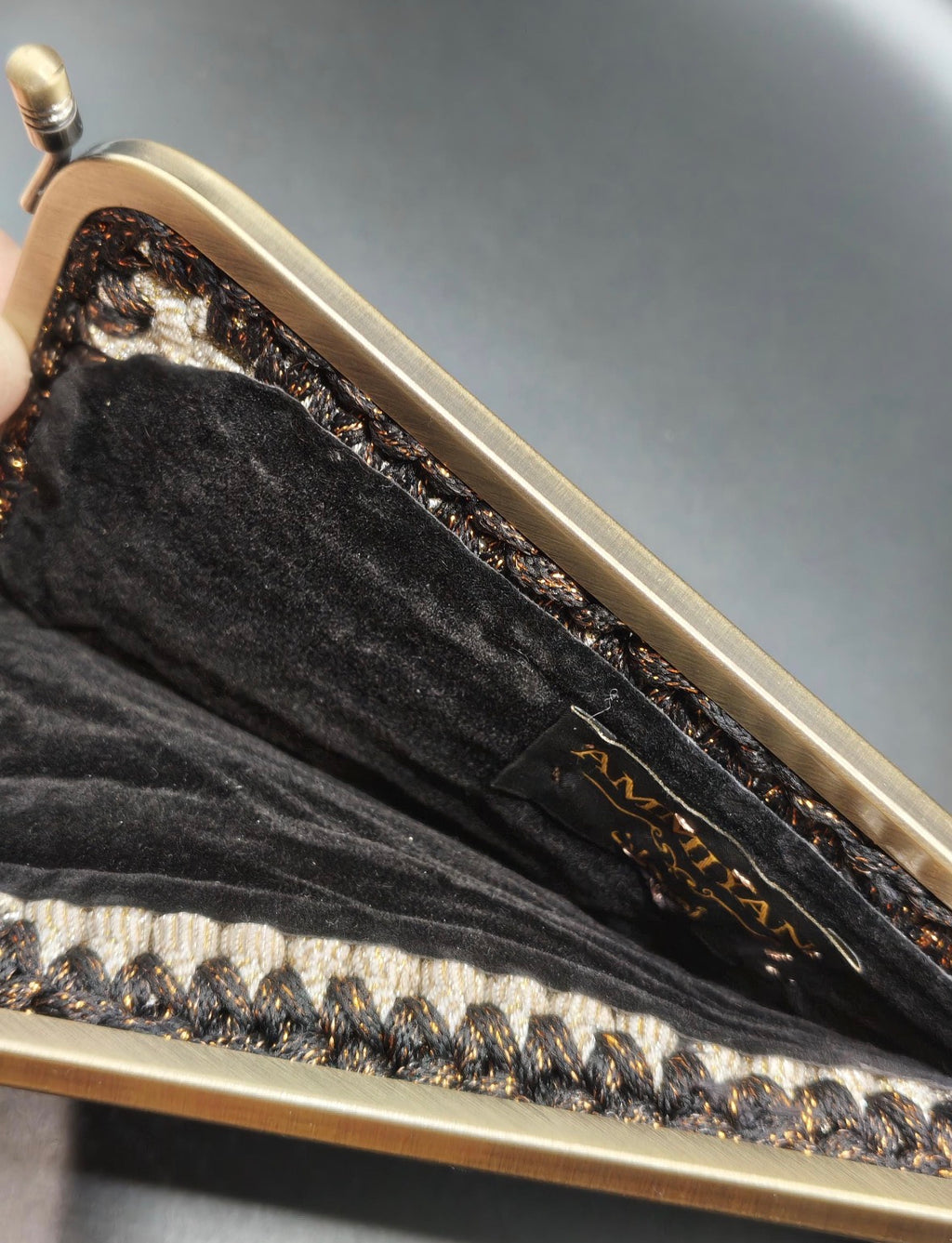 Handmade Crochet Clutch Bag | Champagne Gold Evening Purse with Chunky Chain
