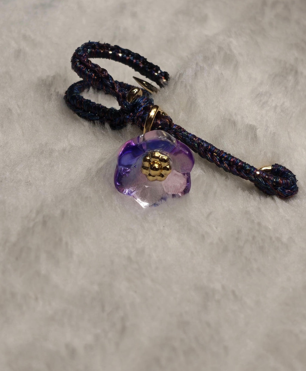Hand-Crocheted Beaded Safety Pin Brooch | Iridescent Crystal Flower Kilt Pin