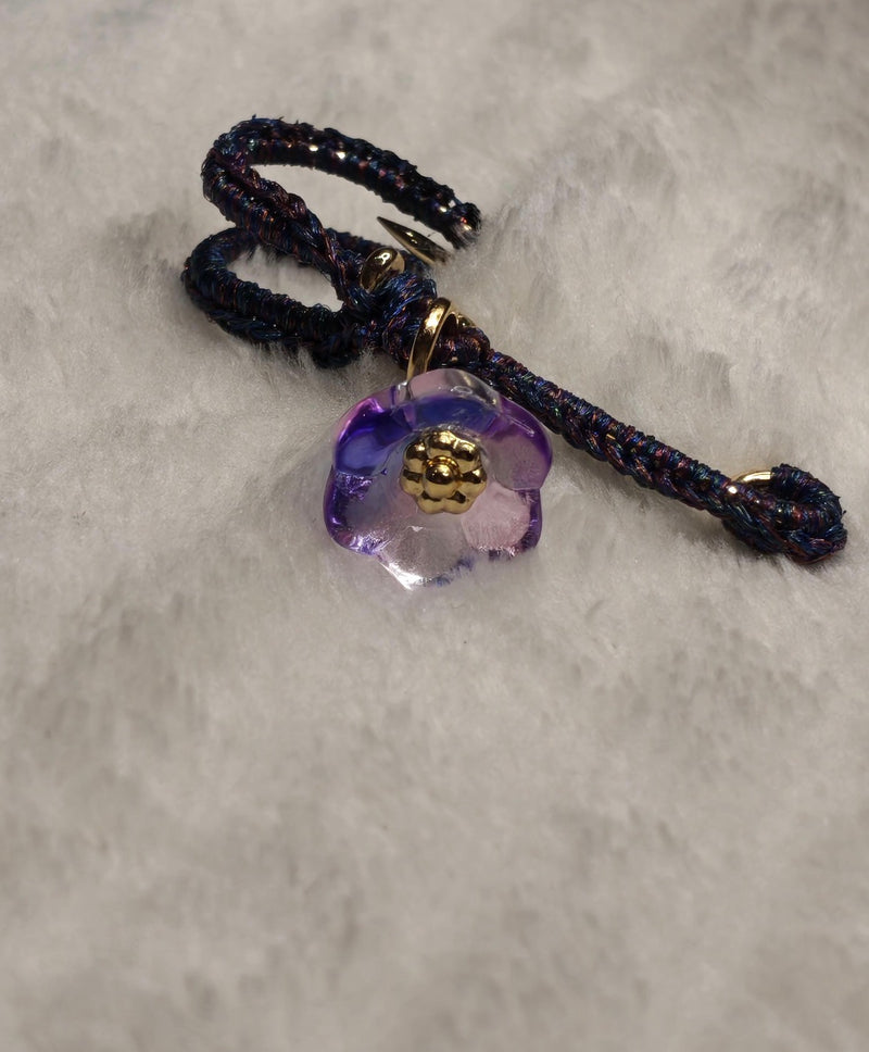 Hand-Crocheted Beaded Safety Pin Brooch | Iridescent Crystal Flower Kilt Pin