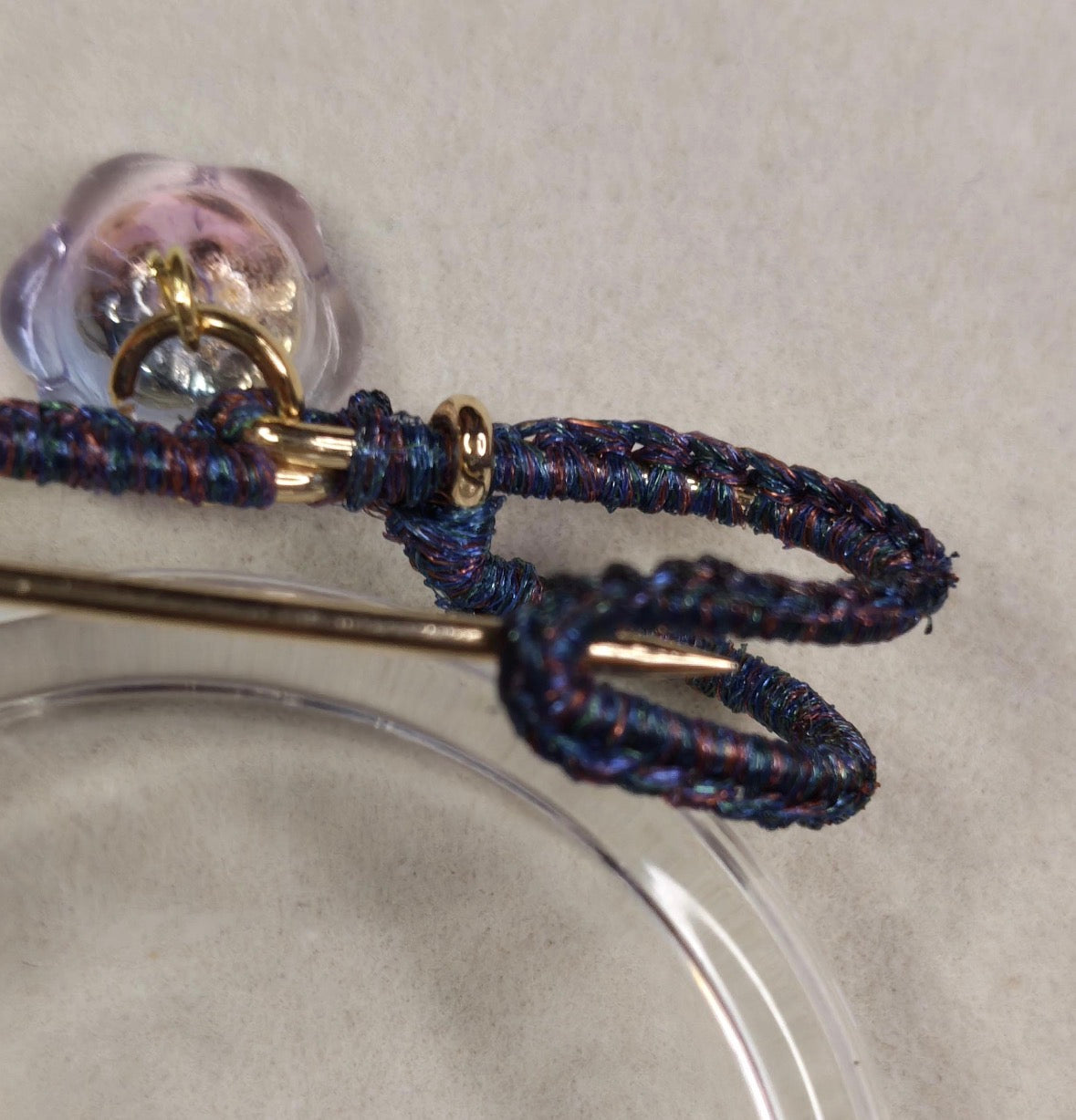 Hand-Crocheted Beaded Safety Pin Brooch | Iridescent Crystal Flower Kilt Pin