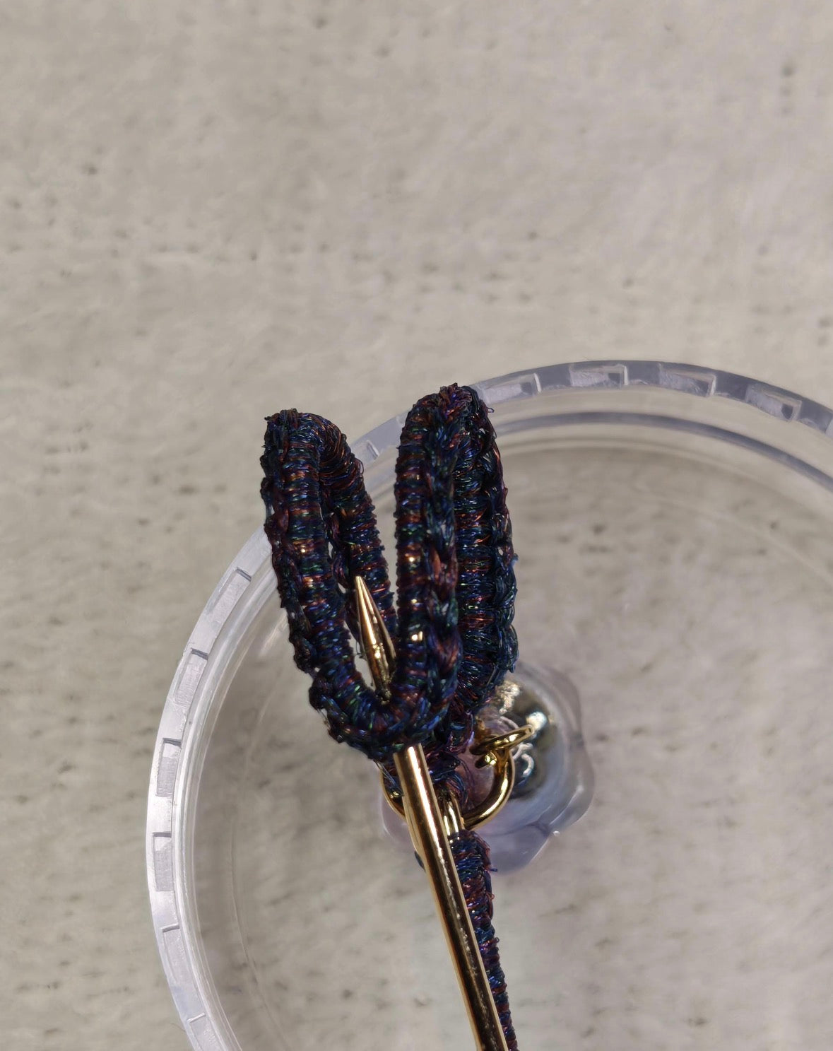 Hand-Crocheted Beaded Safety Pin Brooch | Iridescent Crystal Flower Kilt Pin