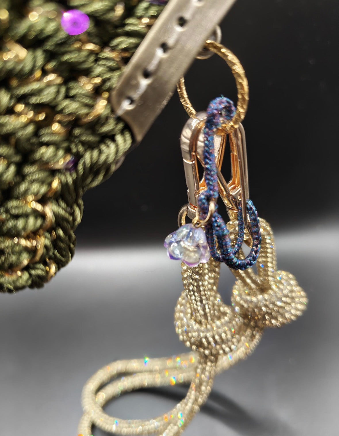 Hand-Crocheted Beaded Safety Pin Brooch | Iridescent Crystal Flower Kilt Pin
