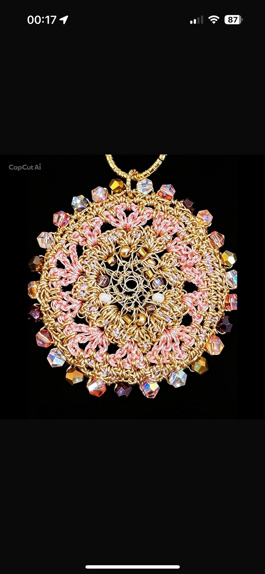 Bespoke Rose Pink & Gold Micro-Crochet Pendant & Earring Set | The Blush Mandala Handcrafted Wire & Crystal Jewelry Set